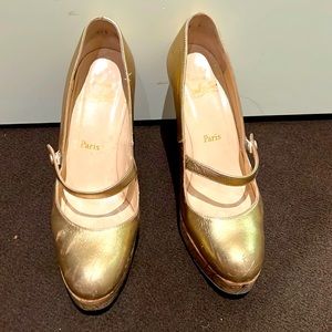 Gold espadrille Mary Jane by  Christian Loubiton